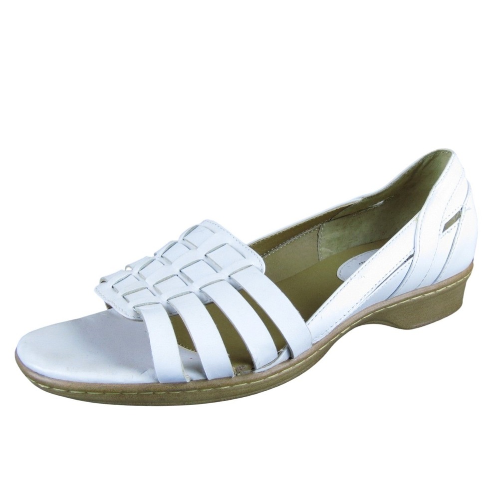 Softspots Leather Huarache White Women's 9.5 Comfort Slip-On Sandals